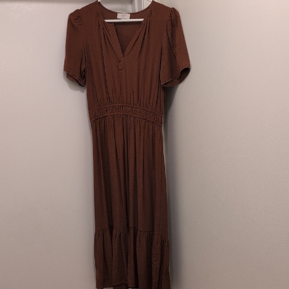 LOFT Rust Midi Dress - Picture 6 of 8